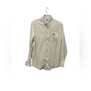 Peter Millar Golf Polo Shirt Men’s Medium White  Stretch Long Sleeve Logo‎ EUC